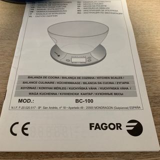 Balanza / báscula de cocina Fagor