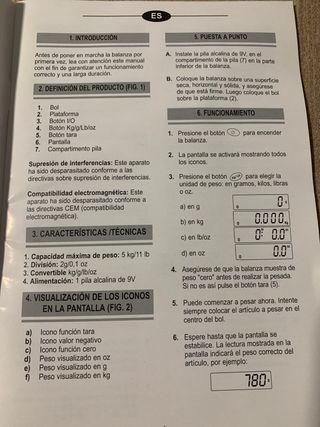 Balanza / báscula de cocina Fagor