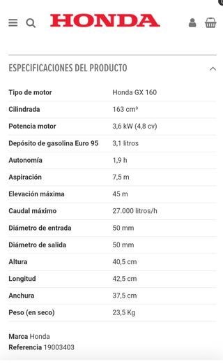 Se vende motobomba Honda WH 20 X