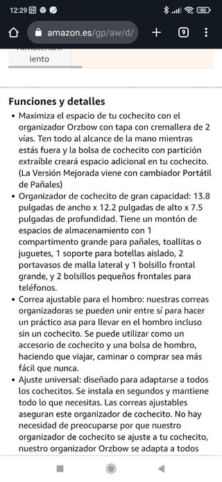 bolso carro bebé universal