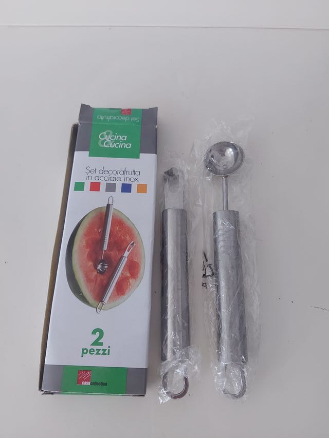 Set decorafrutta in acciaio inox 2 pezzi