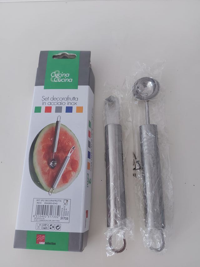 Set decorafrutta in acciaio inox 2 pezzi