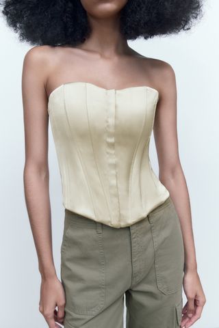 Corsé satén verde - Zara