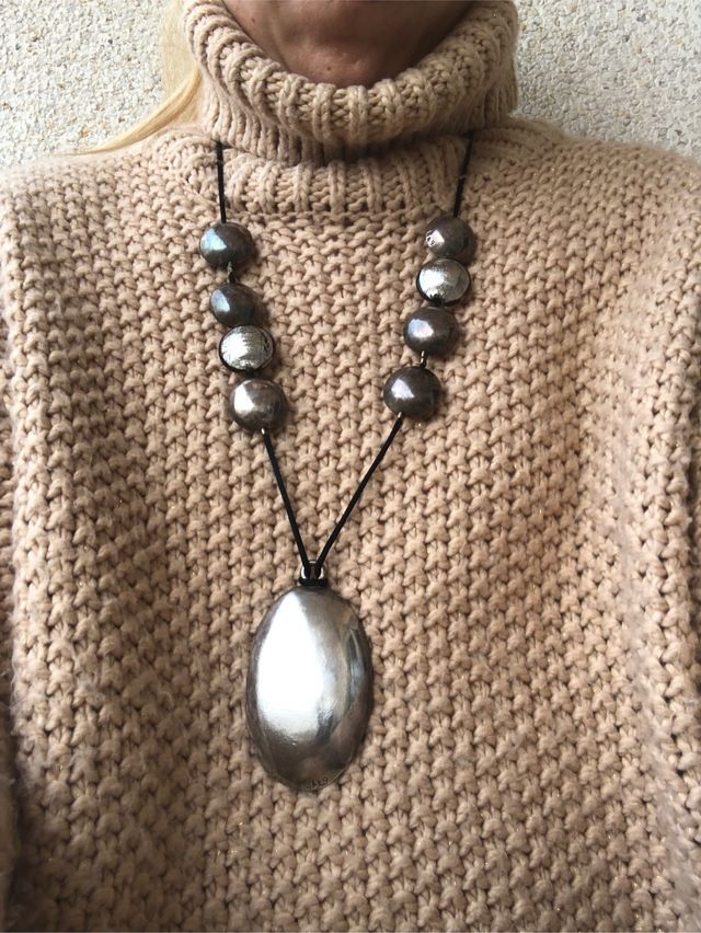 Collar de acero con baño de plata B&G