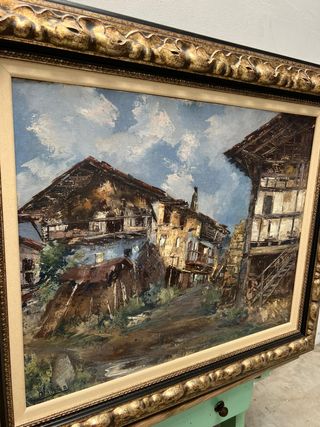 Óleo sobre tabla "Antiguo Caserío Vasco"