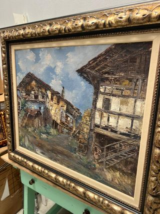 Óleo sobre tabla "Antiguo Caserío Vasco"