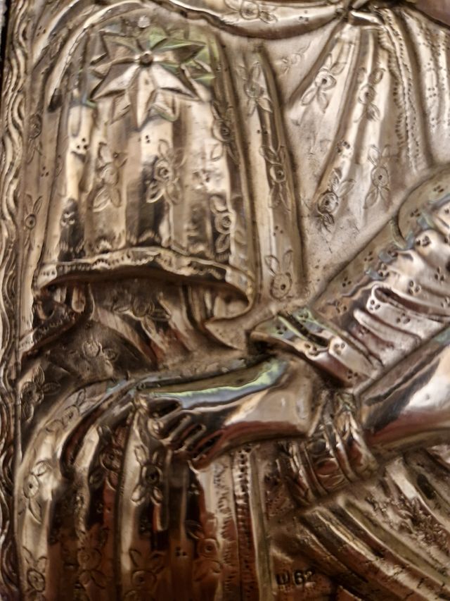 Icono de plata Virgen con Niño