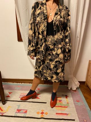 Gonna donna vintage anni'70 fantasia cachemire