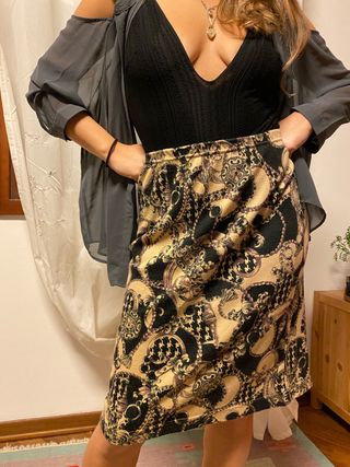 Gonna donna vintage anni'70 fantasia cachemire