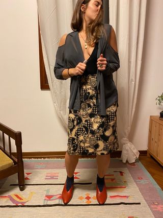 Gonna donna vintage anni'70 fantasia cachemire