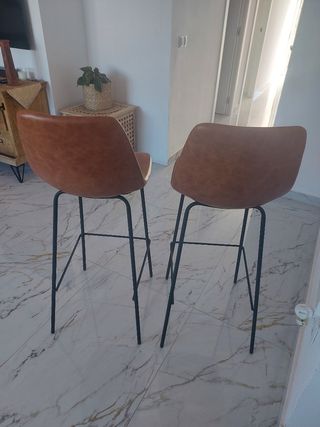 2 taburetes de bar vintage color cognac - 75cm