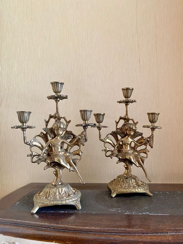 Candelabros Bronce Querubines