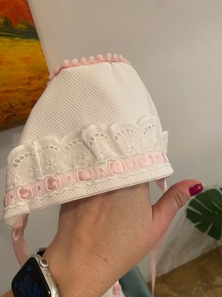 faldón vestido bebé de piqué con capota