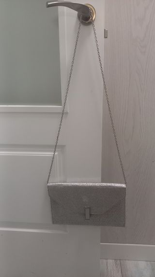 Bolso de rafia plateado