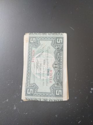 BILLETES 5 PESETAS 1937 BANCO ESPAÑA BILBAO