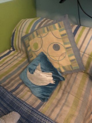 Colcha, estor y cojín a juego