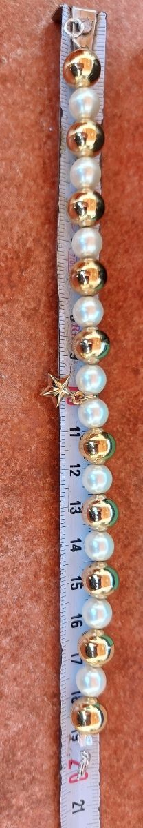 Pulsera de Perlas dorado y natural