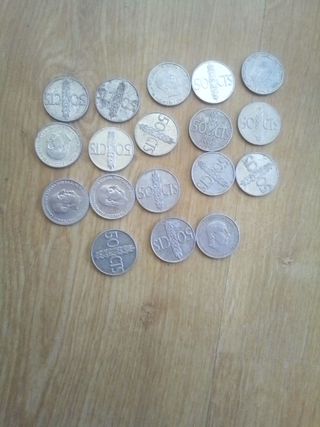 Lote de 18 monedas 50 CTS de pesetas 