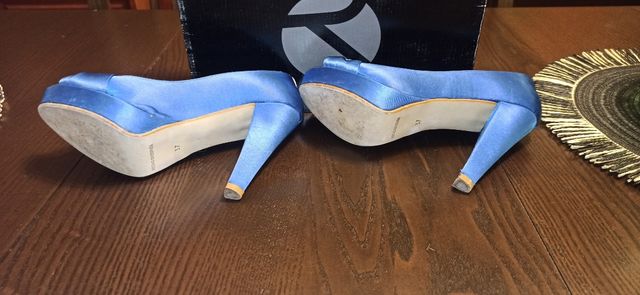 Zapatos de raso azules, tacón de 11 cm