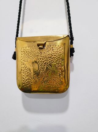 BOLSO LATÓN METAL BORLAS TERCIOPELO ITALIA VINTAGE