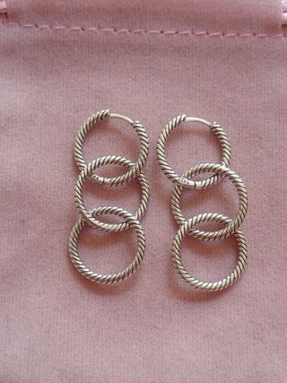 Pendientes tres aros Moments de plata de ley