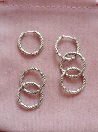 Pendientes tres aros Moments de plata de ley