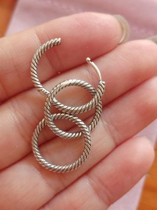 Pendientes tres aros Moments de plata de ley