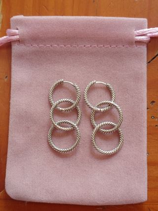 Pendientes tres aros Moments de plata de ley