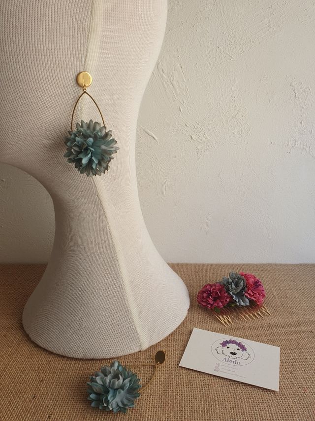 Conjunto turquesa fucsia y buganvilla empolvado