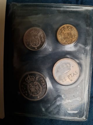 MONEDAS 1, 5, 25, 50 PESETAS DEL AÑO 1975 *79