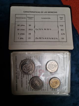 MONEDAS 1, 5, 25, 50 PESETAS DEL AÑO 1975 *79