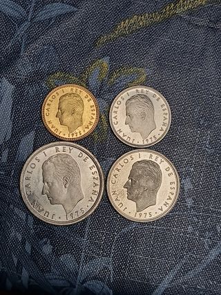 MONEDAS 1, 5, 25, 50 PESETAS DEL AÑO 1975 *79