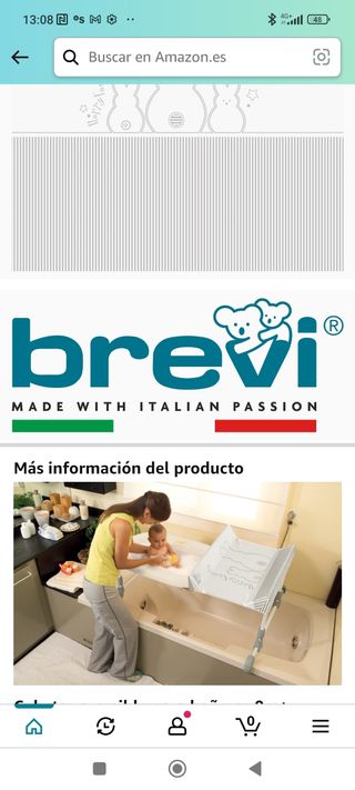bañera y cambiador de bebé brevi