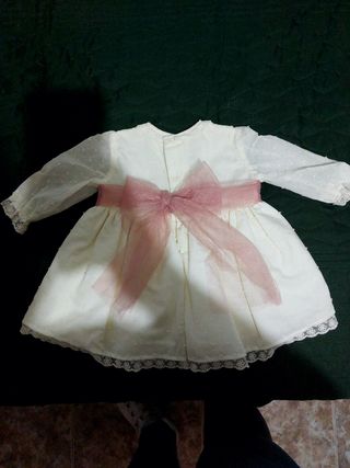 Vestido Bebe plumeti y tul talla 6meses