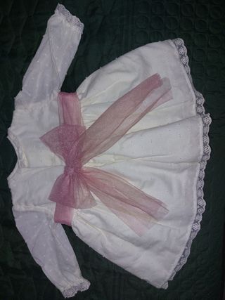Vestido Bebe plumeti y tul talla 6meses