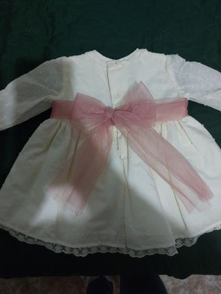 Vestido Bebe plumeti y tul talla 6meses