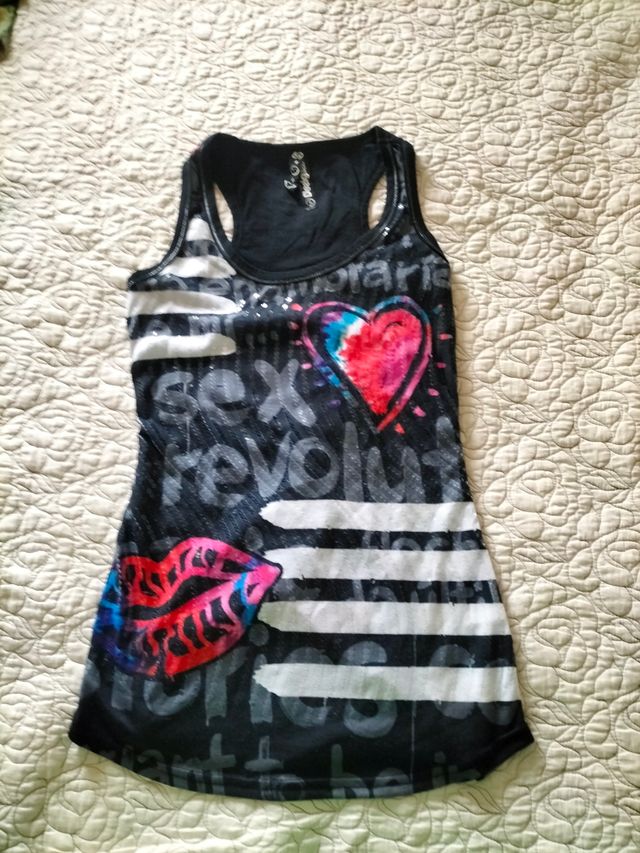 canotta con strass Desigual