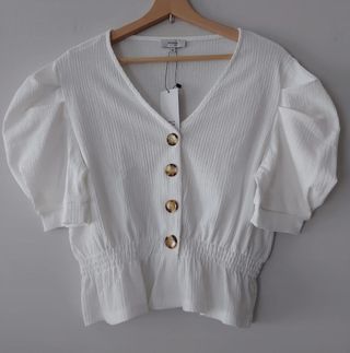 Top peplum manga abullonada de Fórmula Joven❇Nuevo