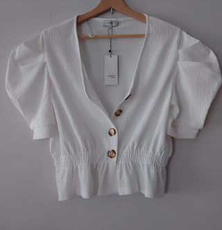 Top peplum manga abullonada de Fórmula Joven❇Nuevo