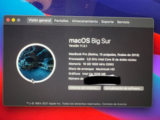 MacBook Pro Retina 13" 2013 16gb 256gb