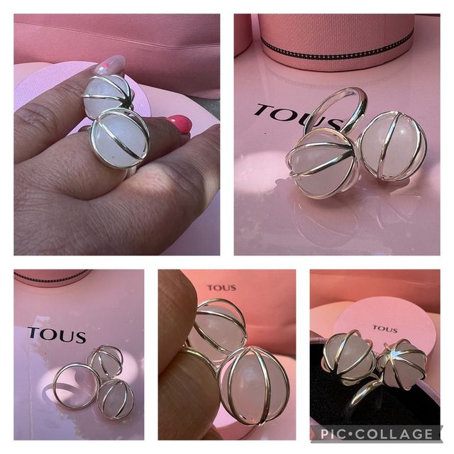 ANILLO TOUS PLATA925 /CUARZO ROSA AJUSTABLE nuevo