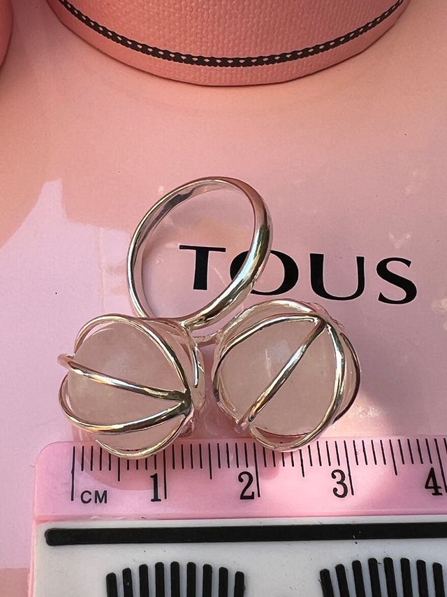 ANILLO TOUS PLATA925 /CUARZO ROSA AJUSTABLE nuevo