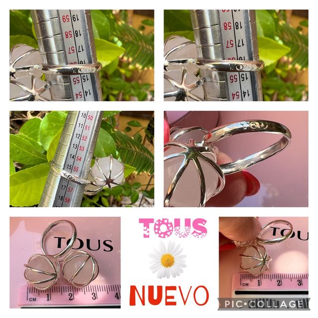 ANILLO TOUS PLATA925 /CUARZO ROSA AJUSTABLE nuevo