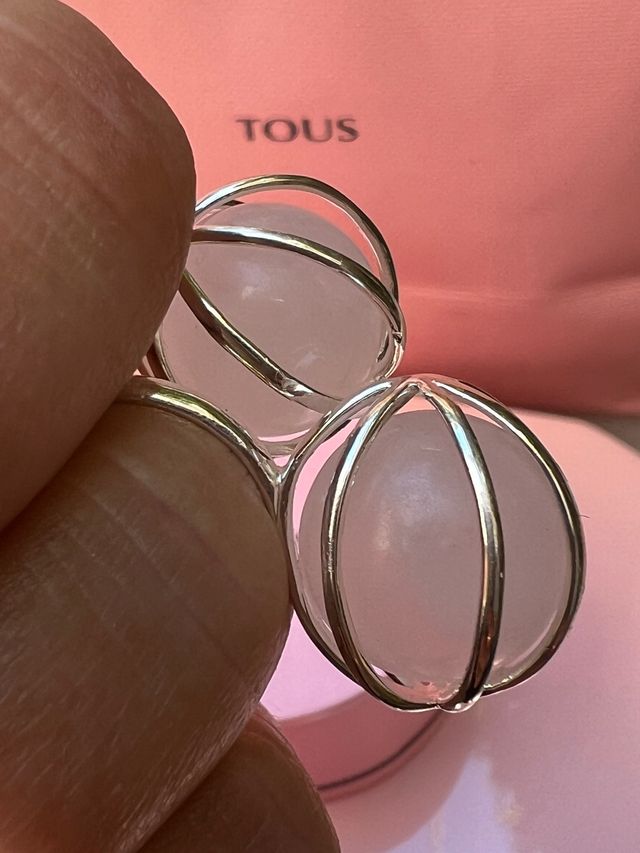 ANILLO TOUS PLATA925 /CUARZO ROSA AJUSTABLE nuevo