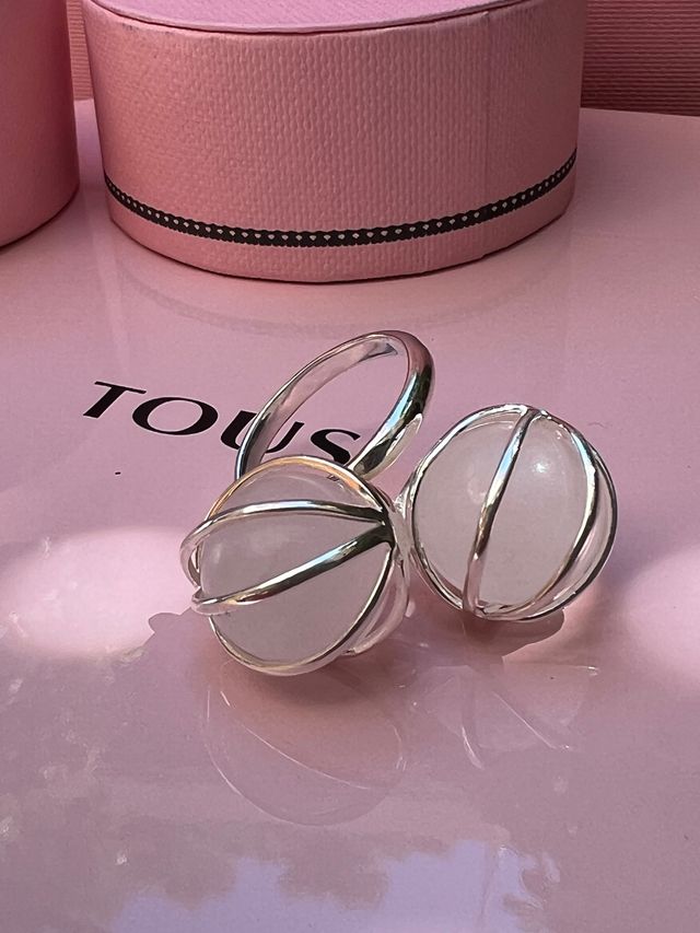 ANILLO TOUS PLATA925 /CUARZO ROSA AJUSTABLE nuevo
