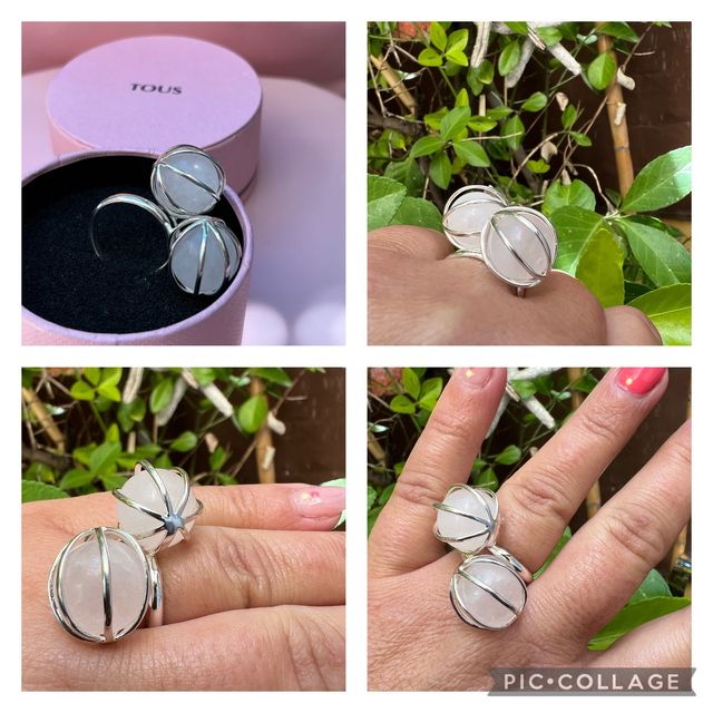 ANILLO TOUS PLATA925 /CUARZO ROSA AJUSTABLE nuevo