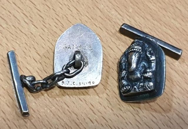 Antiguos gemelos de plata - Ganesha - Ganash