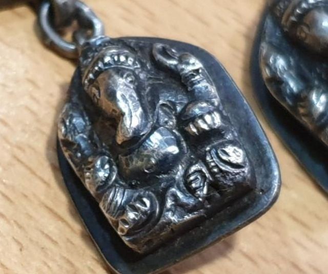 Antiguos gemelos de plata - Ganesha - Ganash