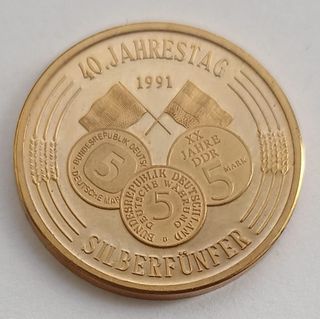 Medalla 40 Aniversario 5 Marcos Plata 1991 Alemani