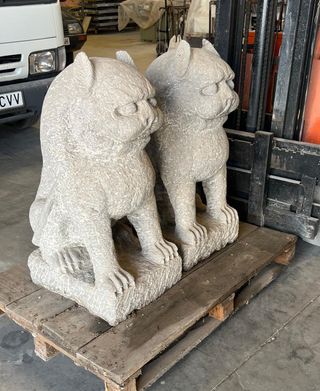 Leones de Foo tallados a mano en mármol